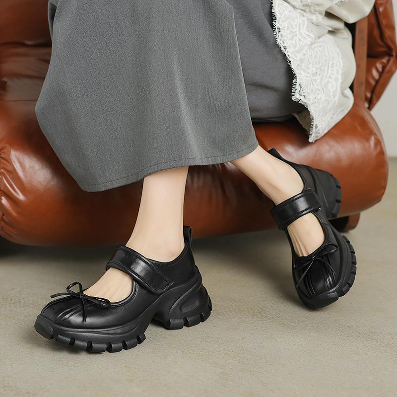 Krazing Pot Sheepskin Spring Autumn Summer Sneakers Platform Lace Up Silver Color Butterfly-knot Thick Bottom Women Fashion Shoes
