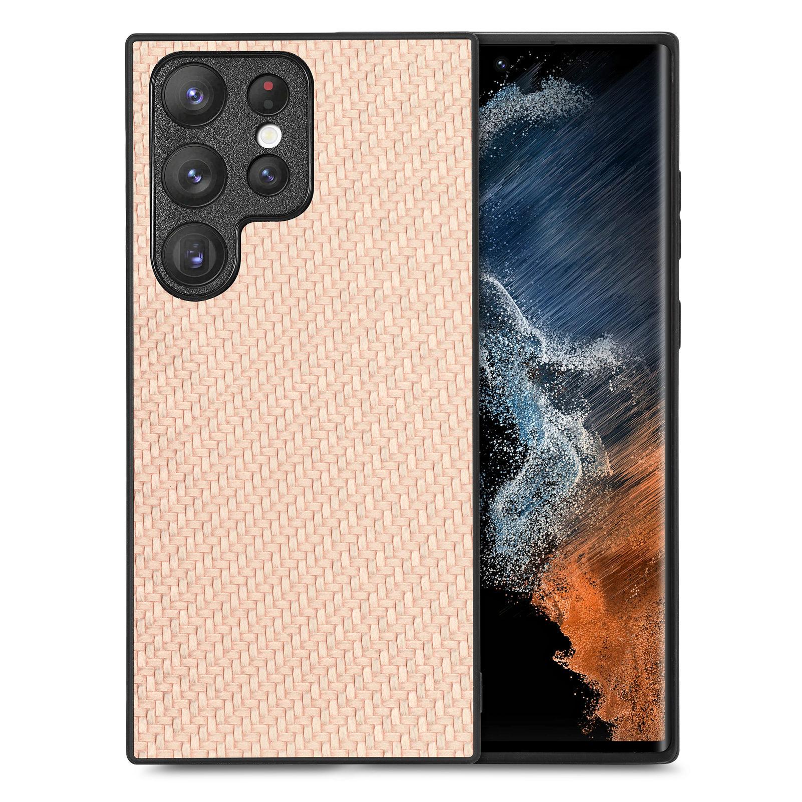 

Чохол для Samsung Galaxy S25 Ultra з текстурою вуглецевого волокна, PU+PC+TPU, задня кришка телефону D