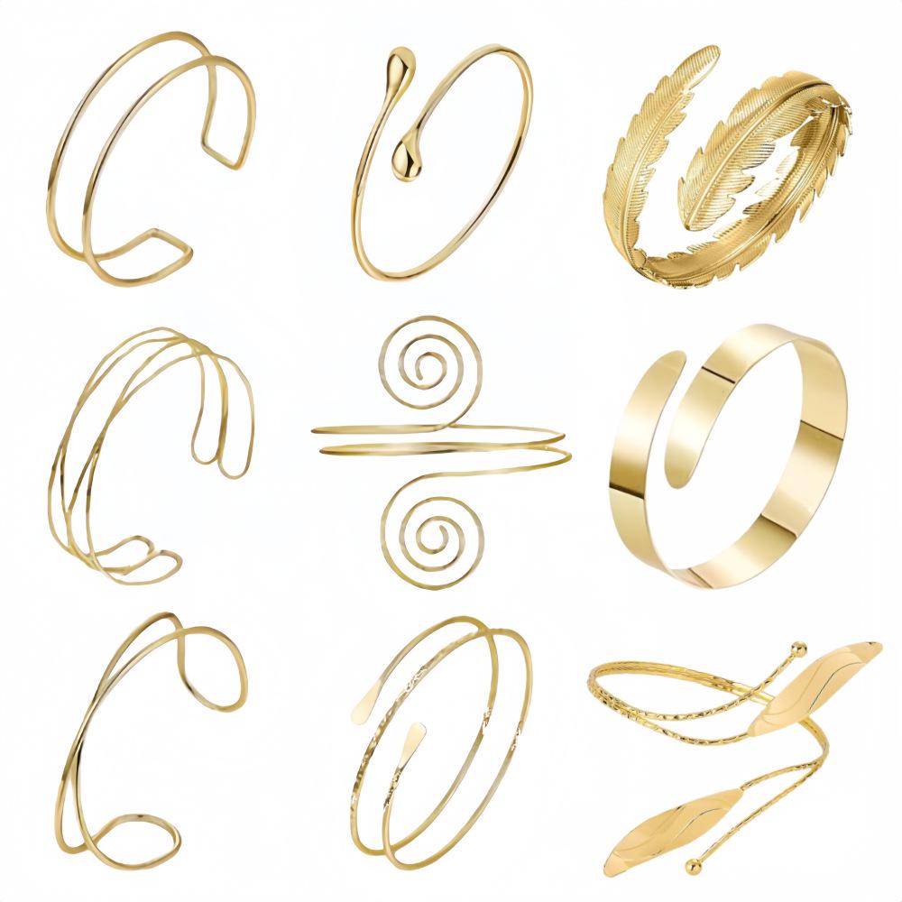 Geometric Open Metal Bangle Set: European & American Style Hand Jewelry