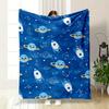Cute Space-themed Pattern with Rockets, Planets, Stars, Constellations, Moons. for All Seasons Blanket Lunch Break Throw Gift