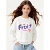 Girls' Round Neck Sweatshirt, Girls' Casual Sweatshirt Printed Round Neck Pullover, Fruit Peach Design Pattern