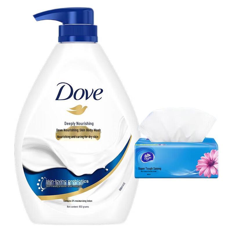 Dove Deeply Nourishing Shower Gel 850g with Tissue Pack 850g