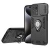 KEYSION Shockproof Armor Case for MOTO Edge 50 Ultra 5G Slide Camera Protection Ring Stand Phone Cover for Motorola Edge50 Ultra