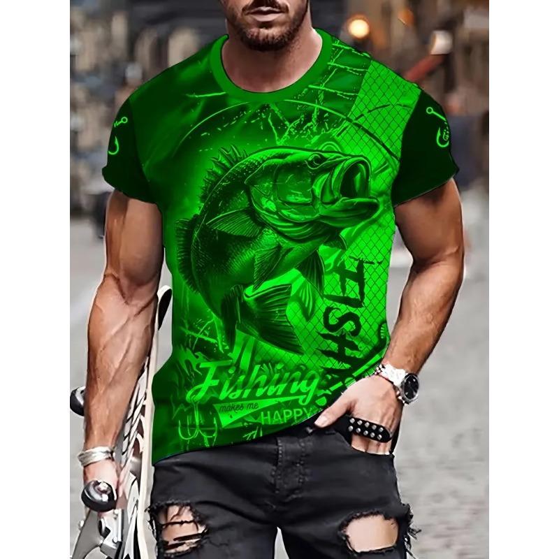 3D Trout Fishing Print T-Shirt For Men Fisherman River Scene Short Sleeve Tshirts Outdoor Hunting Casual Tee Shirt Top