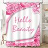 White Waterproof Shower Curtain with Gold Red Decorative Print Home Decoration Bathroom Accessory for Bathtub Cover (Set) by Tau