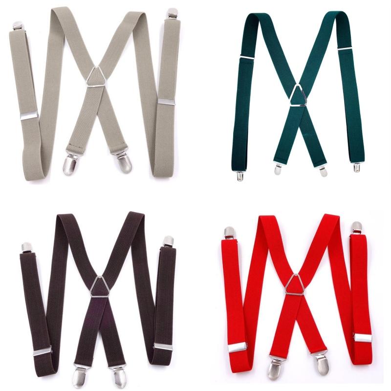 Suspenders Men Adjustable Elastic X Back Pants Women Suspender for Trousers 2.5CM Width 4 Clips Adjustable Elastic Back Braces