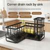 Cleaning Tool Storage Rack, L-Form Sink Corner Holder With Open Wire Baskets and Base Tray for Freestanding Sink-Side Storage for Daily Sink Cleaning