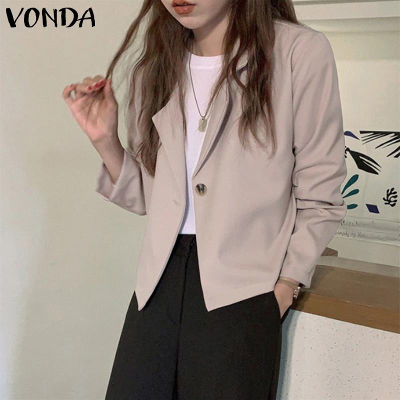 

VONDA Весна Женщины Сплошной цвет Длинные рукава Пальто Костюм Блейзер