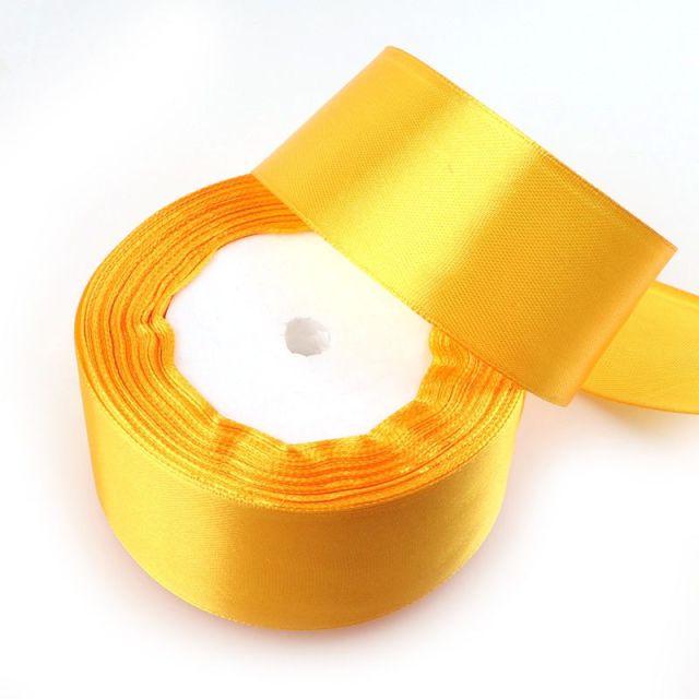 1-1/2 Inches 25 Yards golden Satin Ribbon, Solid Fabric Ribbon Roll for Flower Bouquets, Gift Wrapping, Wedding, Handmade Crafts