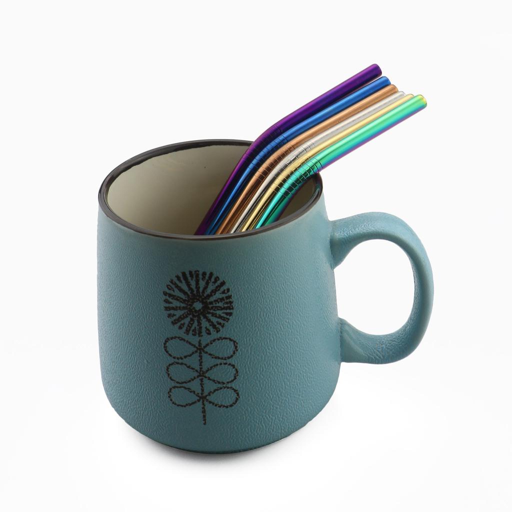 Fruit Juice Straws Mini 160mm Short Rainbow Stainless Steel Metal Straws Straight Bend Reusable Drinking Small 4Straw 1prush