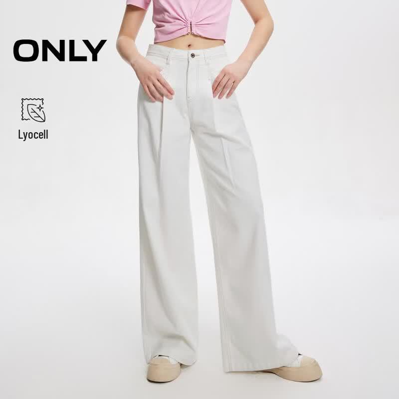 ONLY Women s High-Waist Wide-Leg Lyocell Blend Jeans L