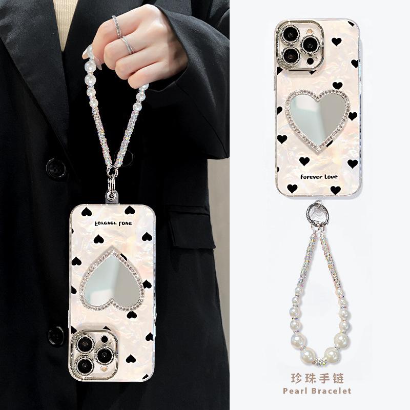 Love Mirror Bracelet Is Suitable for Apple 17promax Mobile Phone Case Iphone15 New Women's 16 Light Luxury High Sense