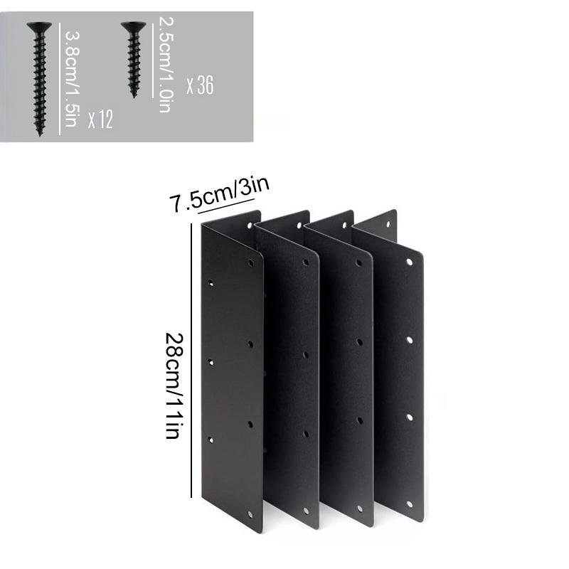 

4 шт. Поддержка каркаса приподнятой садовой грядки Металлическая поддержка 28x7,5 см/11x3 дюйма чёрный