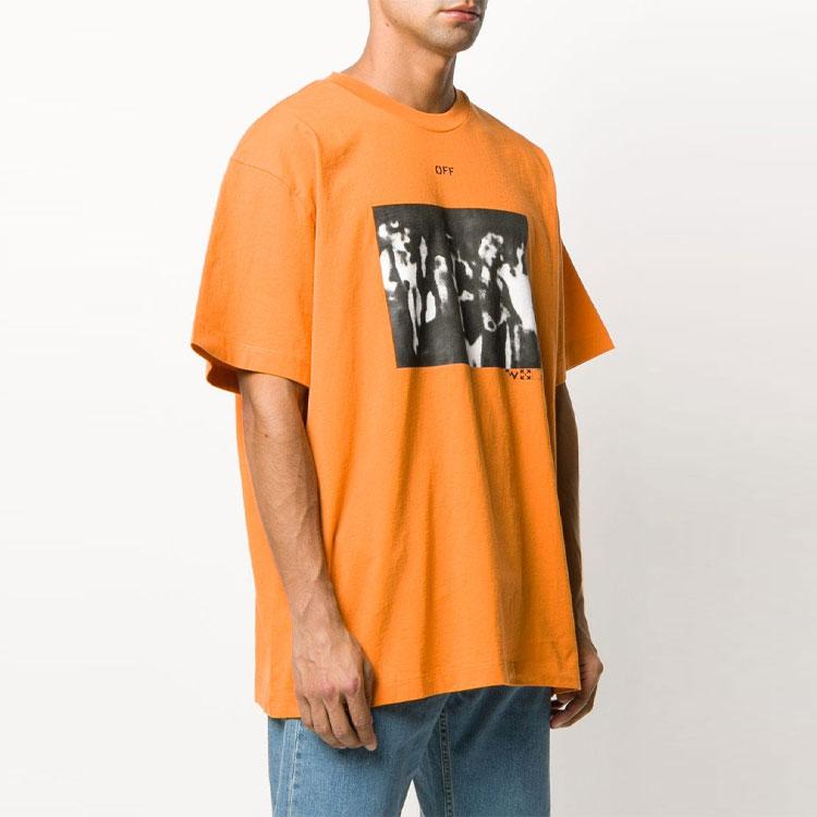 Off-White SS20 Graffiti Arrows Print Crewneck T-Shirt Men Tops Orange OMAA038R201850151910