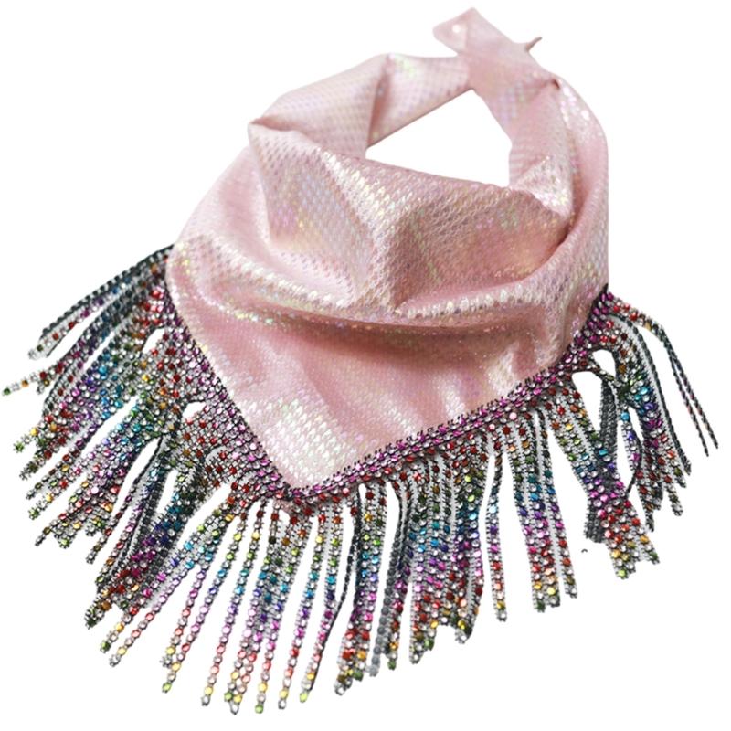 Neckerchief Bandana Head Wrap Beautiful Rhinestones Turbans Skull Pattern розовый