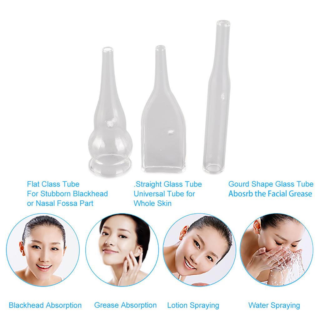 3PCSCelsiusSet Glass Pipes for Blackhead Removal Face Cleanser Beauty Machine Vacuum Accessories
