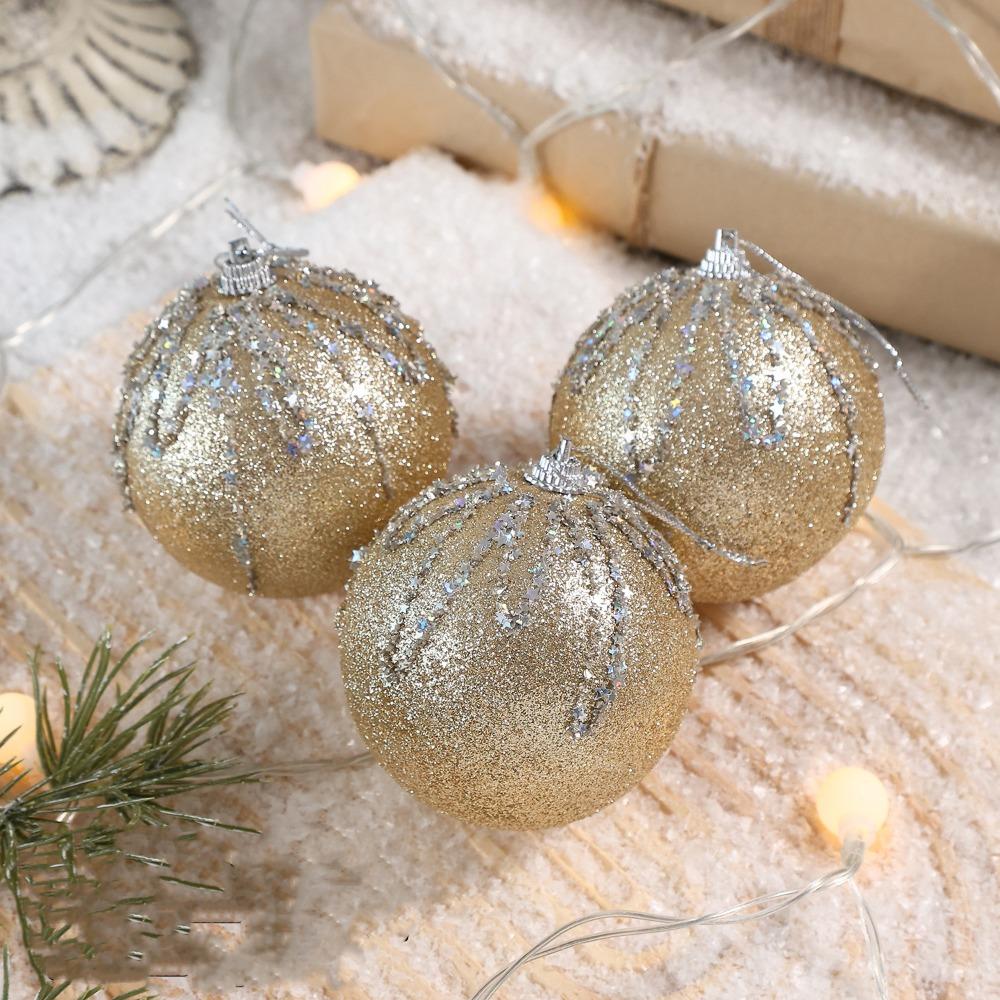 3 pcs/set Glitter Christmas Color Balls Hanging Decorations Xmas Tree Ornaments  Party Decor