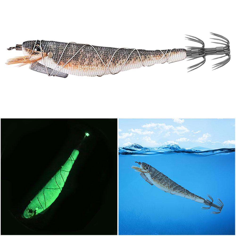 Luminous Wood Shrimp Fishing Lure 12cm 13g Cuttlefish Hard Bait Octopus Lure Artificial Bait for Saltwater Fishing