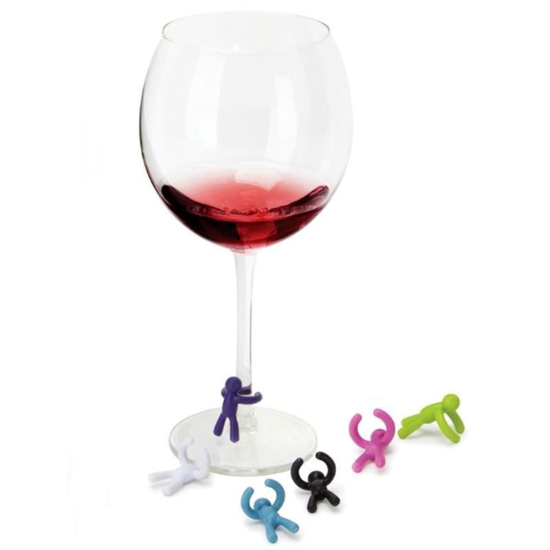 Creative Upside Down Man Design Silicones Bottle Stoppers And Glass Identifier For Wine Lovers And Parties