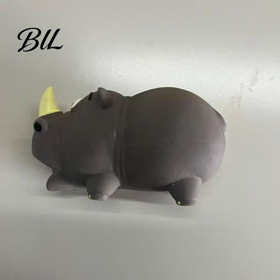 Dog Chew Toy Pet Toys Rhino Shape with Sound Design Flexible Bite-Resistant Bite-resistant Latex Teeth Cleaning Relieve Anxiety Shaped