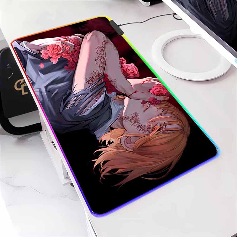 Anime Jujutsu Kaisen Large LED Mouse Mat Rubber Mousepad Gojo Satoru Yuji RGB Mouse Pad Gamer HD Print Table Mat Keyboard Pads