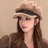 1pc Women Fleece Octagonal Beret Hat,leisure Warmth Versatile Solid Color Skull Cap,Suitable for Holiday Tralve and Daily Wear
