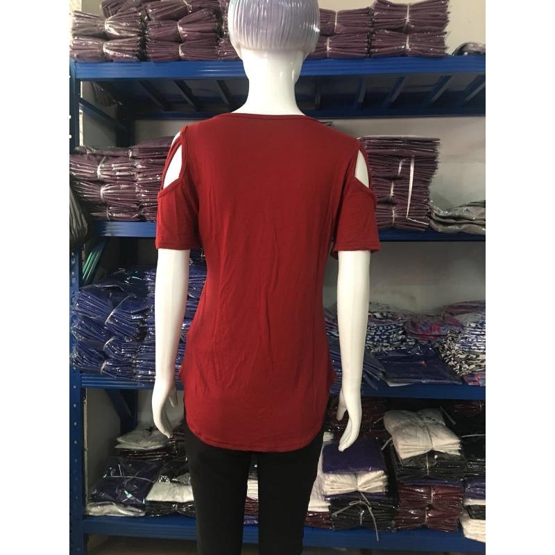 Koszulki damskie Wiosna Lato Krzyż Pasek Odkryte Ramię Krótki Rękaw Okrągły Dekolt Dopasowany Dopasowany T-shirty Damskie