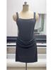 2026 Women's French Style Bodycon Square Neck Sleeveless Dress with Lace-up Waist