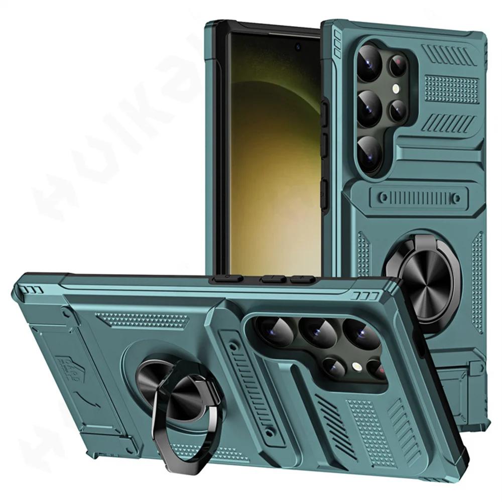 Custodia Per Samsung Galaxy S25 S24 S23 Ultra Plus FE A55 A35 A15 A14 Magnetica Anello Rotante Cavalletto Protezione Pesante Copertura Portafoglio