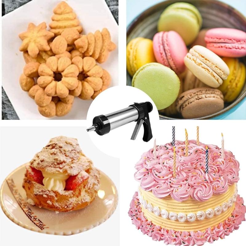 Cookie Press Piping Set Biscuit Maker Biscuit Mold Tool Biscuit Press Molds Cream Extruders Stainless Steel Material