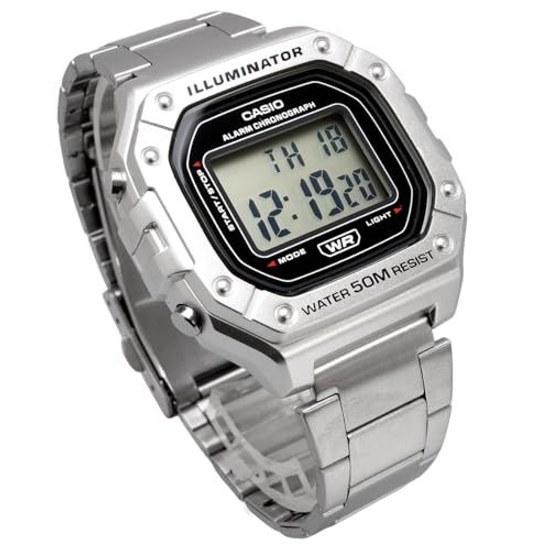 CASIO Standard Digital Wristwatch W-218HD-1AV Mens Cheap Chipukashi Metal Band Silver Overseas Model