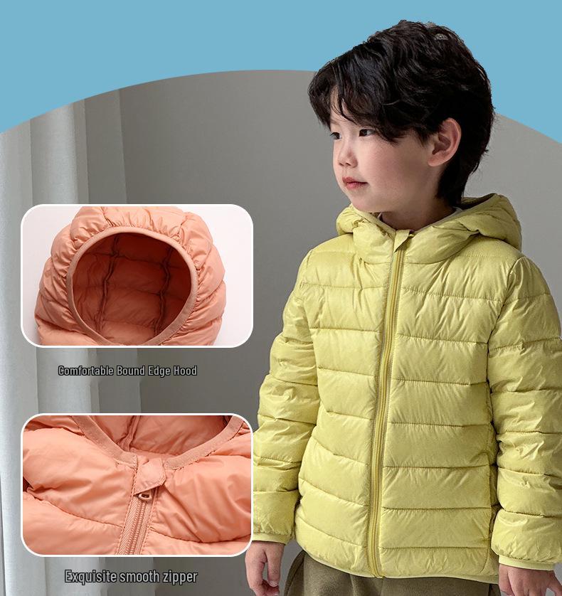 Kids' Winter Hooded Lightweight Down Jacket - Warm Outerwear for Boys & Girls