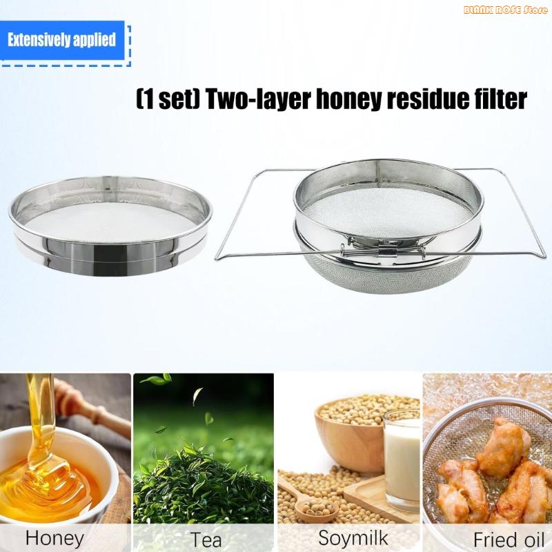 K1AE Beekeeping Processing Strainer Tool Adjustable Honeys Filter With 2 Microns Screens Rustproof Construction Easy Cleaning