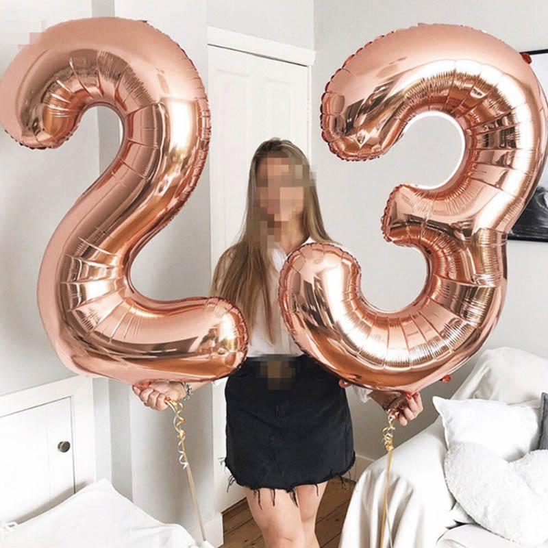 40Inch Big Foil Birthday Balloons Helium Number Balloon 0-9 Happy Birthday Wedding Party Decorations Shower Large Figures Globos