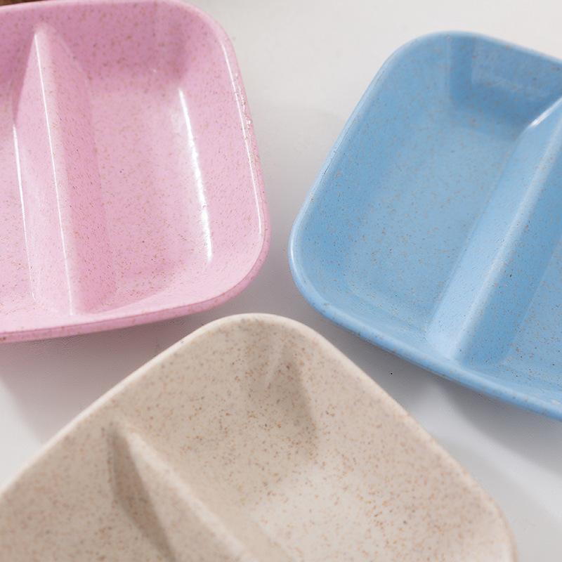 Kreativer bunter doppelter Gitter-Gewürzschale, Gewürzdip-Schale, Marmeladen-, Salat-, Saucen-, Ketchup-, Sojasaucen-, Essig-, eingelegtes Gemüse-Teller