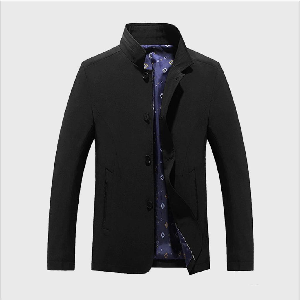 Men's High-Grade Mid-Length Casual Windbreaker Lapel Jacket for Spring, Summer, and Autumn