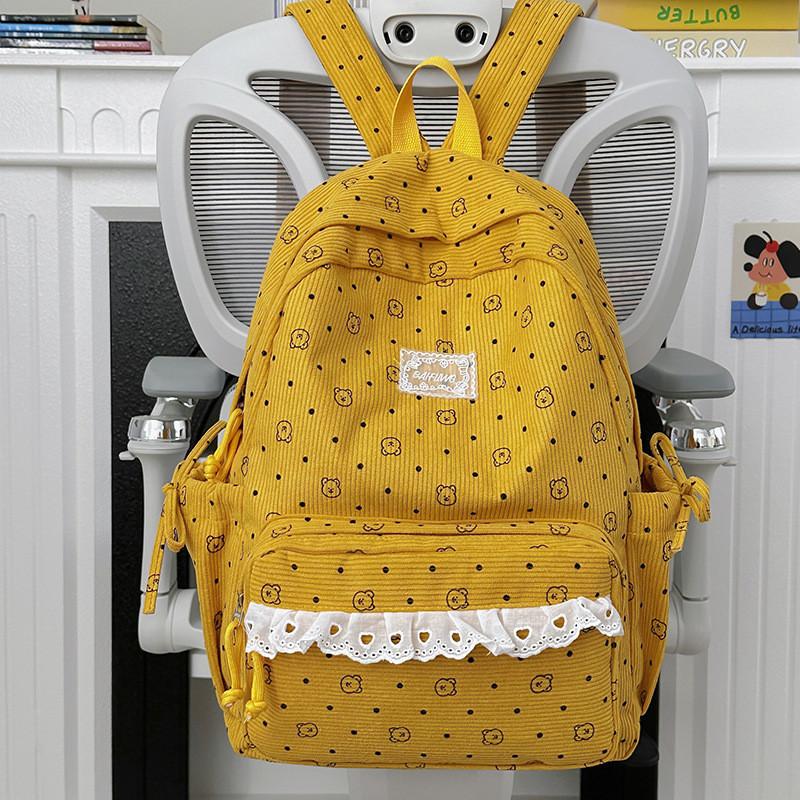 College Style Youth Travel Backpack For Girls With Nylon Material And Cartoon Pattern