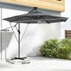 Cantilever Parasol, Solar LED, 32 LED Lights, Crank, UV 50+, 295 cm, Grey