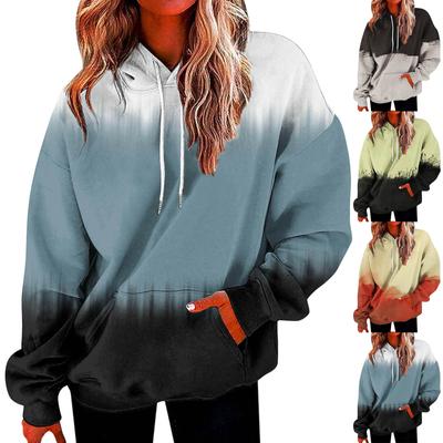 Fashion Fall Clothes Pullover Women Casual Harajuku Hoodie Sweatshirts Fall Sweatshirts Gradient Printed Sweatshirt Hoodies