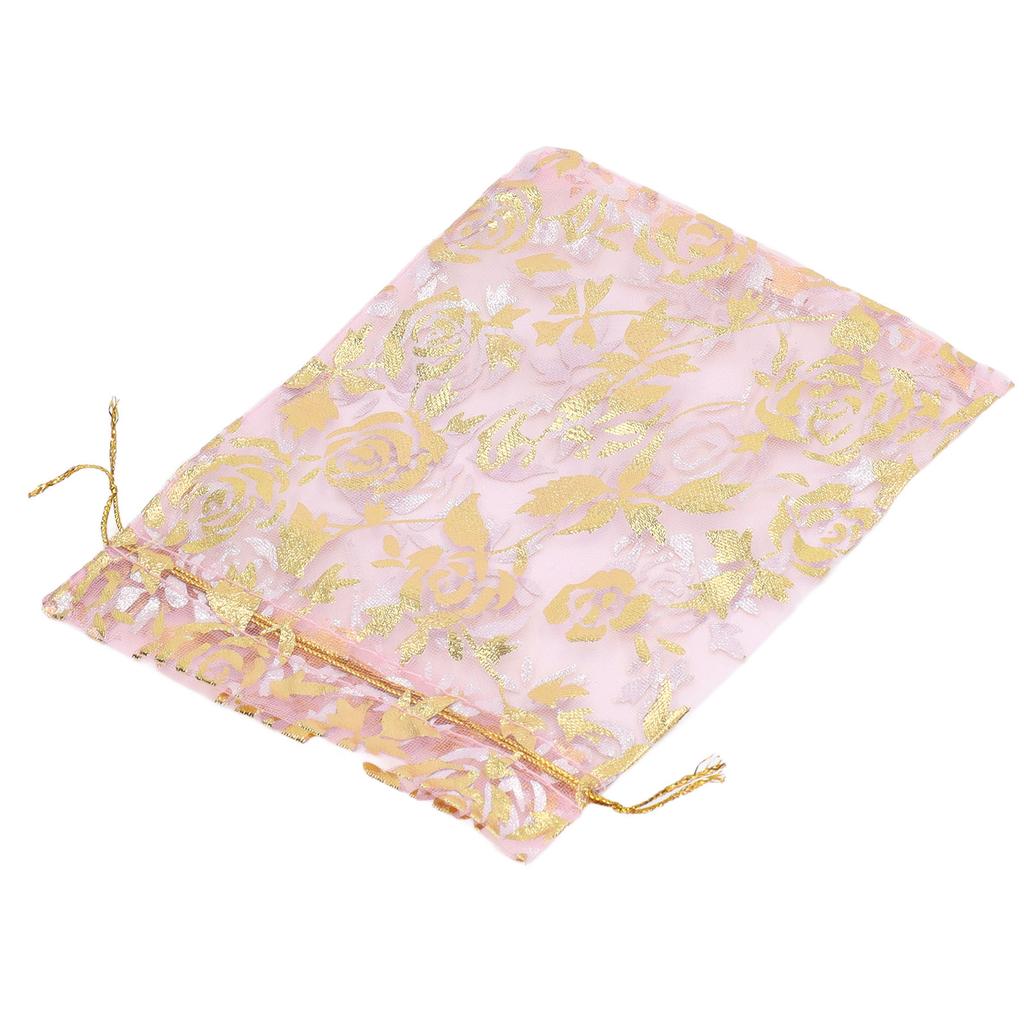 200 Pcs Organza Bag Drawstring Closure Print 6.3x4.3in Mesh Gifts Bags Organza Jewelry Mesh Pouch