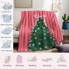 Red Striped Christmas Tree Flannel Blanket Warm Soft Halloween Christmas Couch Warm Cozy Decorative Decor Gift For All Season