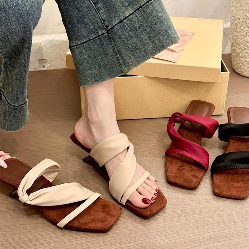 Mode Damen Hausschuhe Mittelhohe Absätze Modeschuhe Elegant Kleid Pumps Sommer Schuhe mit Absatz Frau 2025 Designermarke Gemütlich Zapatos De Mujer