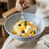 Large Japanese Ceramic Threaded Bowl – Versatile Round Dish for Home or Restaurant Use