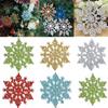 6/12pcs Christmas Snowflakes Decorations Silver Glitter Artificial Plastic Fake Snowflake Xmas Tree Ornaments Pendant Navidad