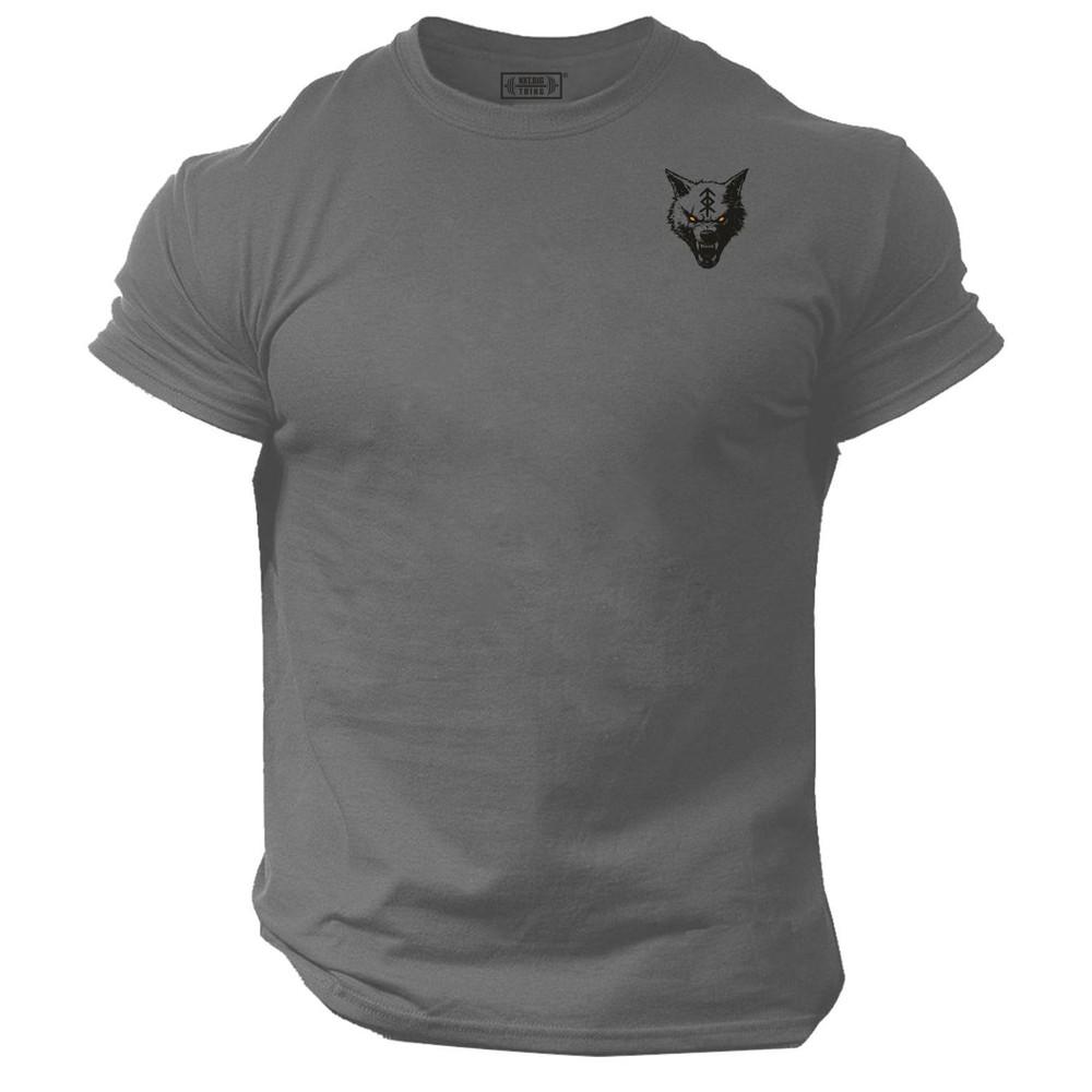 Vikings Wolf T Shirt Pocket Gym Clothing Bodybuilding Training Workout Mma Top