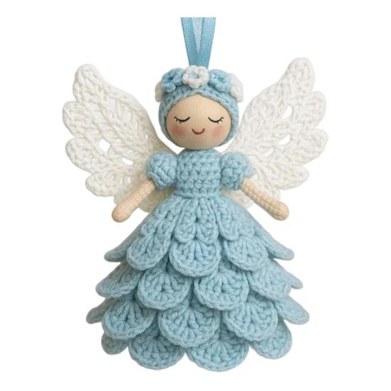 1/2 Sets DIY Crochet Angel Ornament Kit Beginners Handmade Angel Girl Decoration Yarn Craft Christmas Tree Hanging Crocheting Angel Doll Holiday Gift