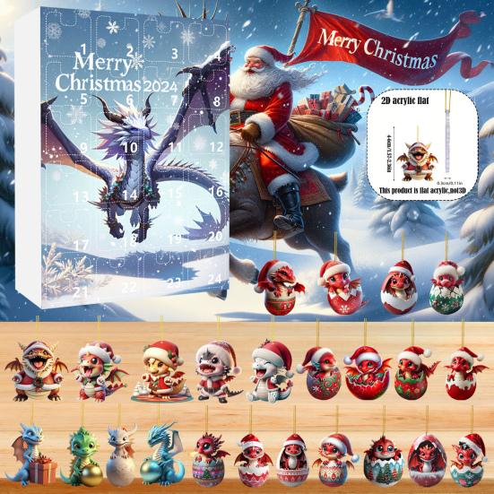 2024 Christmas Advent Calendar 24 Days Christmas Countdown Cartoon Baby Dragon Ornament