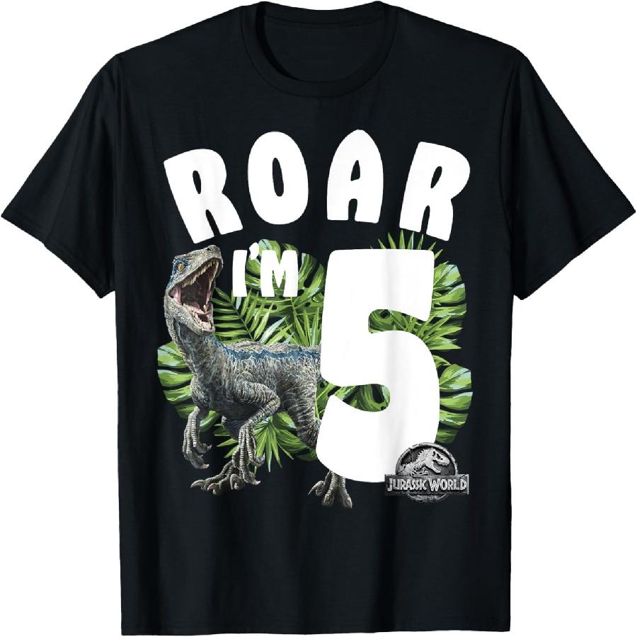 Jurassic World Birthday Raptor Roar I m 5 T-Shirt S