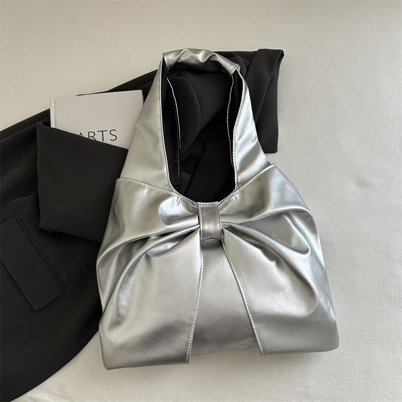 Korean version of beautiful exquisite bow bag women's fashion denim commuting large capacity trend foreign style shoulder bag