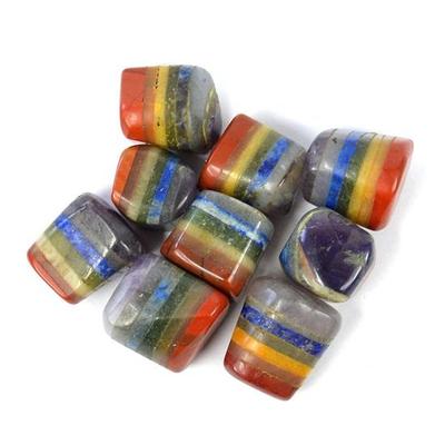 Natürlicher Trommelstein mit 7 Chakren, Rohstein für Reiki-Heilung und Kristallheilung, Trommelsteine, 100 Gramm Packung